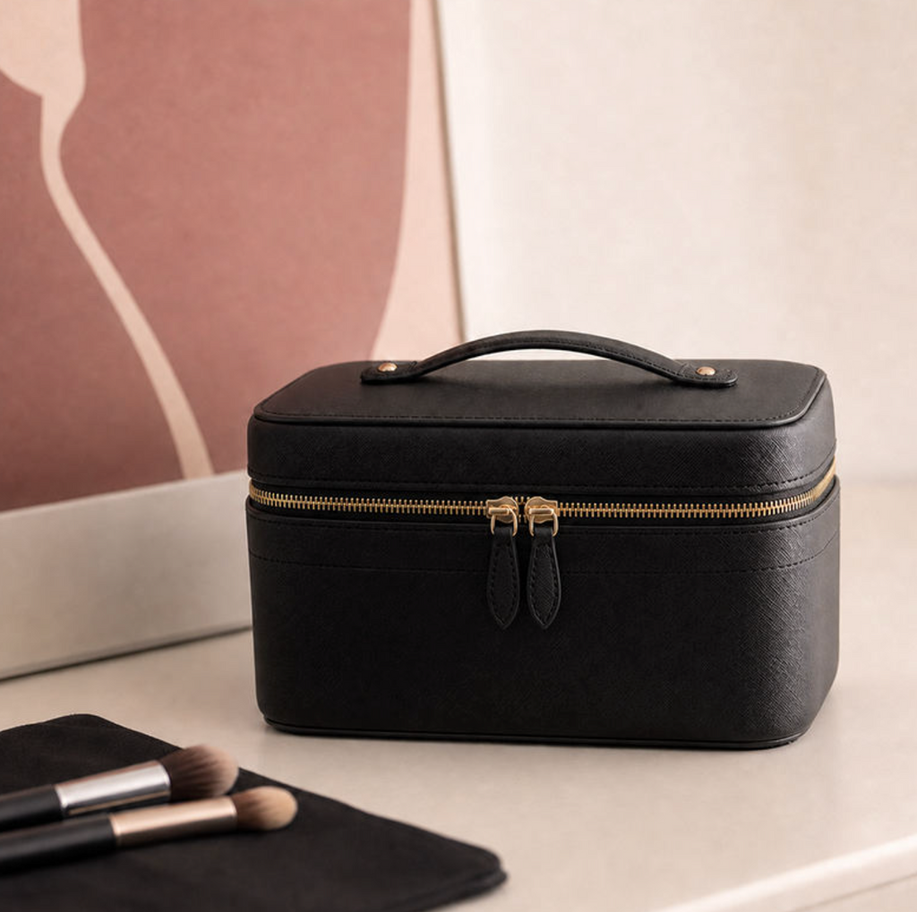 LuxeVoyage™ PU Leather Makeup Organizer