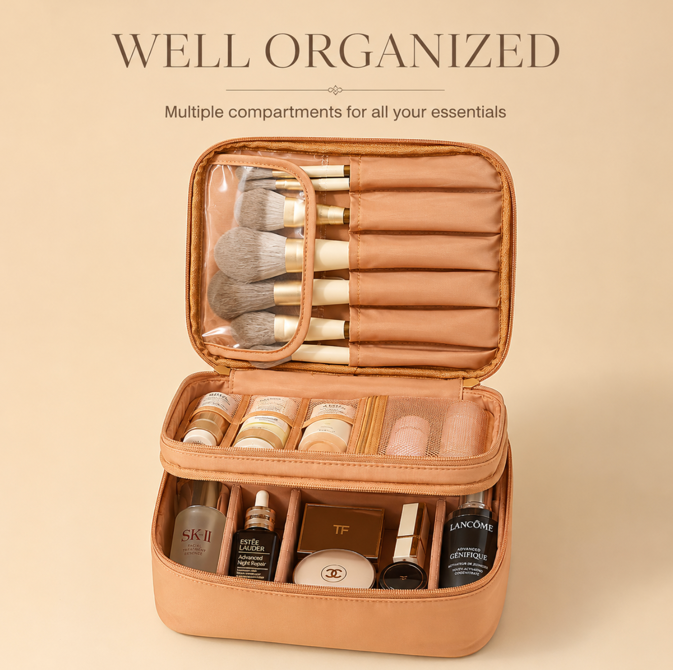 Chic Multi-Pocket Travel Cosmetic Organizer Bag