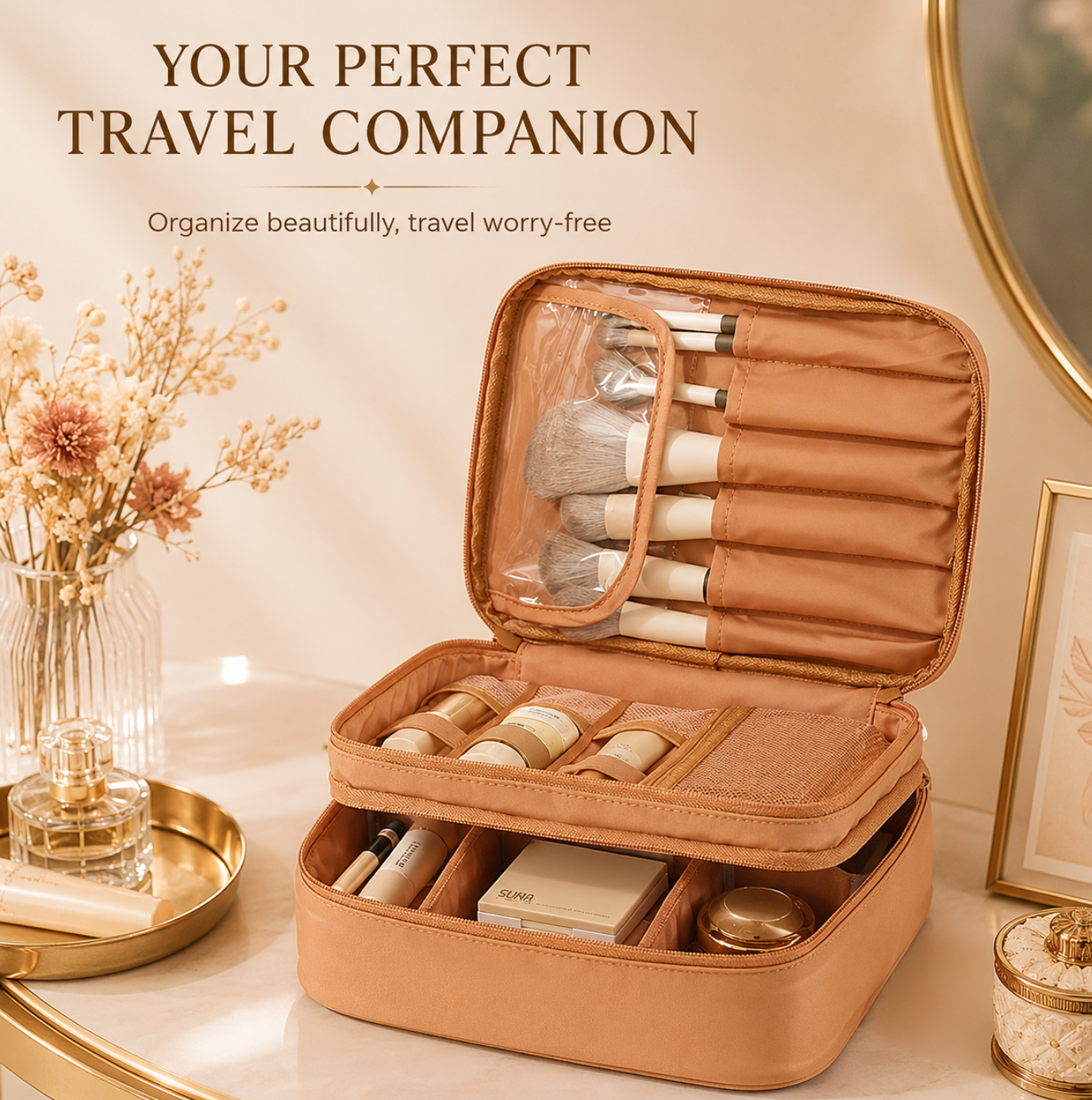Chic Multi-Pocket Travel Cosmetic Organizer Bag