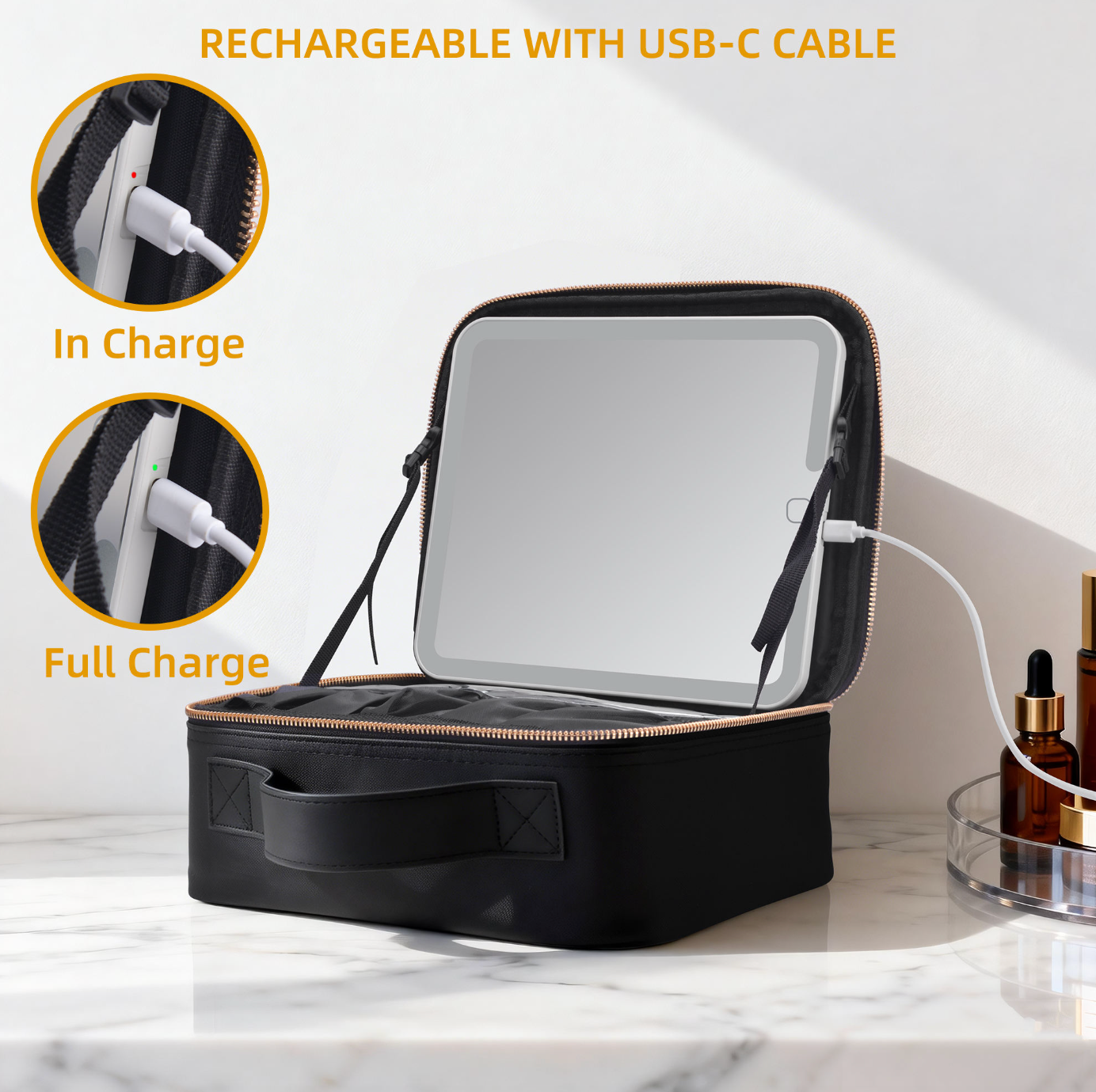 Luxe PU Leather Makeup & Cosmetic Organizer Bag