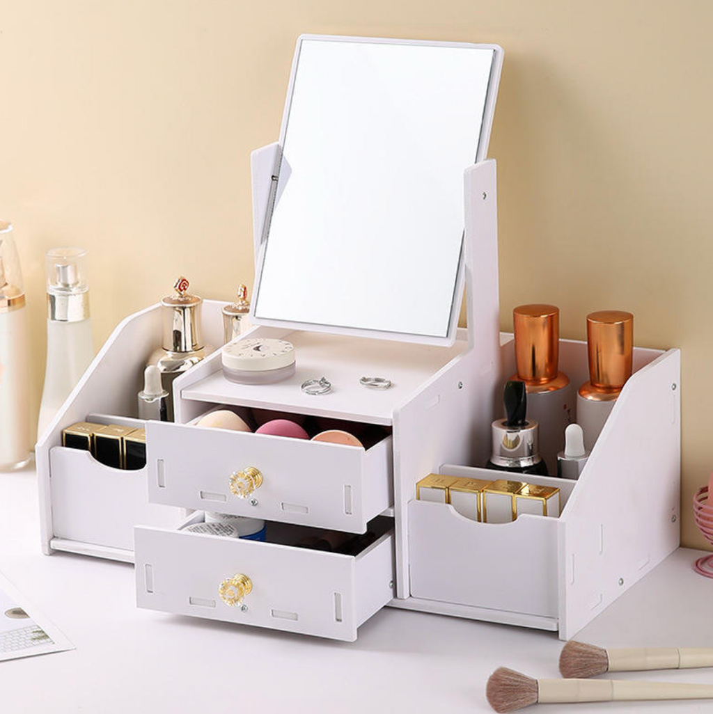 Elegant Vanity Makeup Organizer with Drawers
