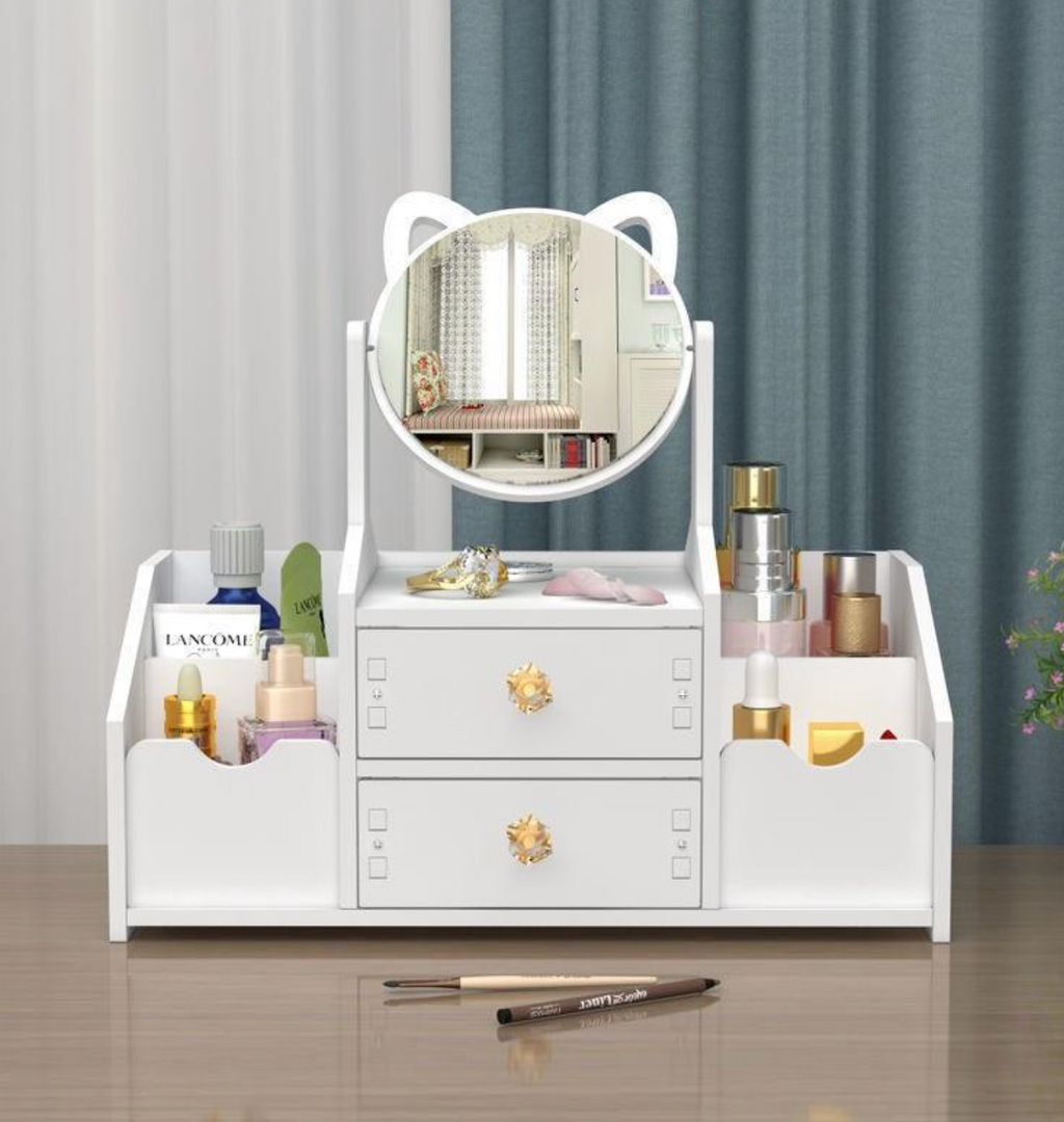Elegant Vanity Makeup Organizer with Drawers