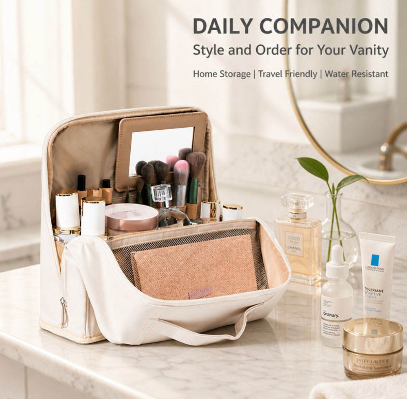 Luxe Waterproof Travel Makeup & Cosmetic Bag